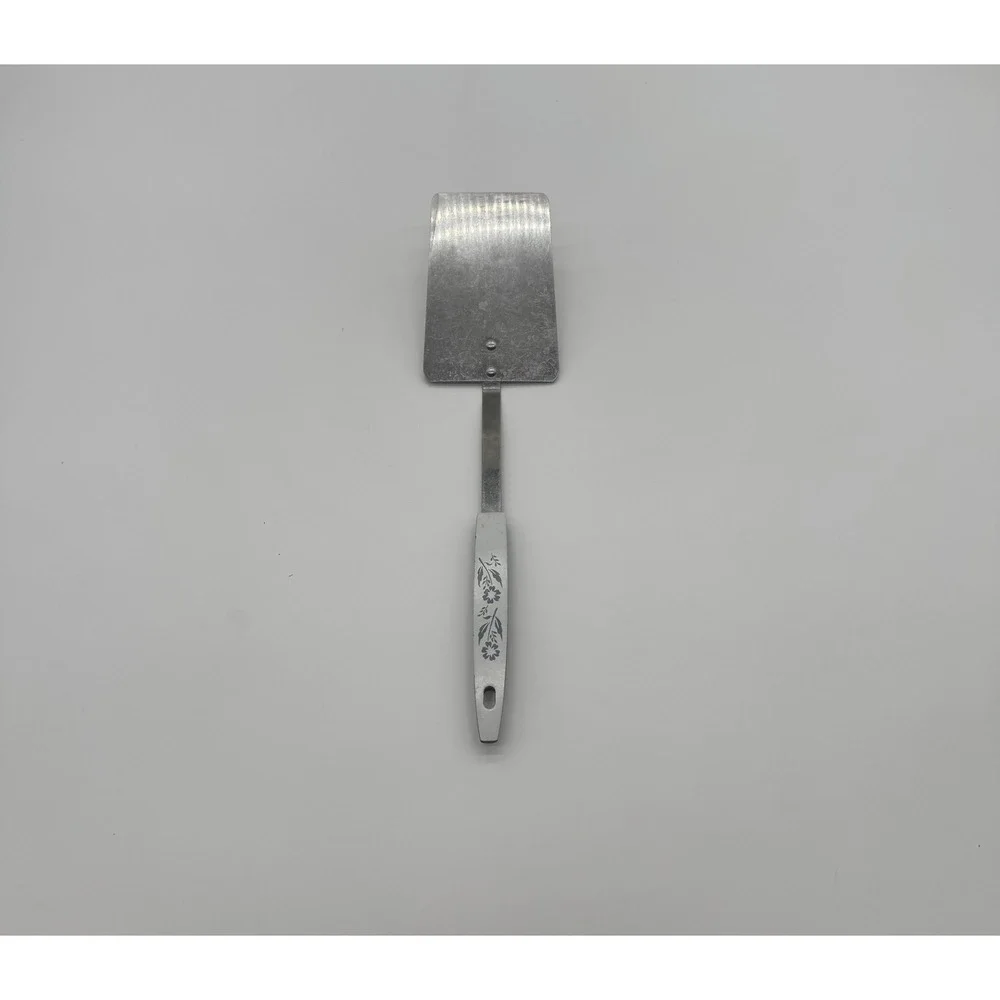 Vintage Stainless Steel USA Brownie Spatula Floral White Black Handle Server